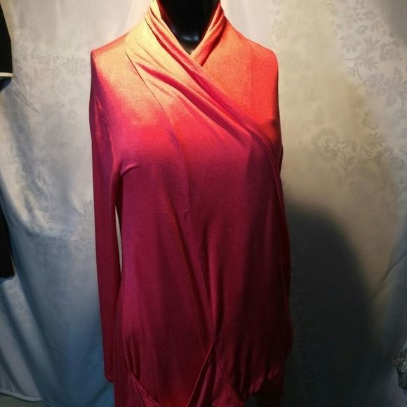 Flowing samon colored wraparound summer sweater - Picture 8 of 11